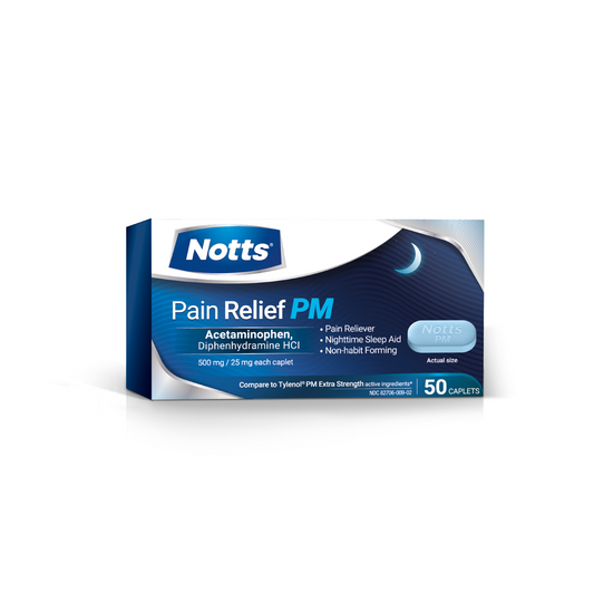 NOTTS Pain Relief PM. Sleep Aid 50 caplets