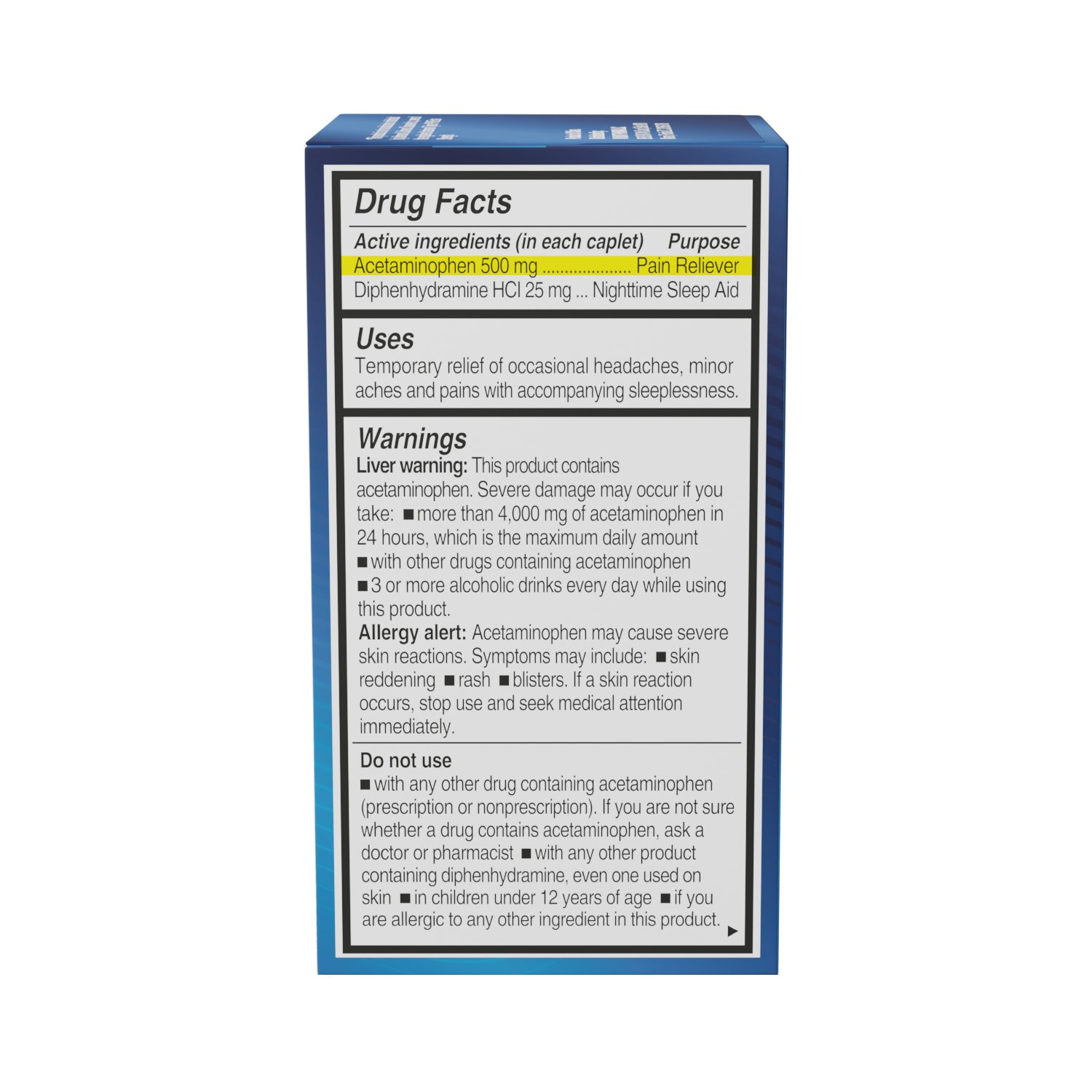 Notts PM x 50 caplets Drug Facts