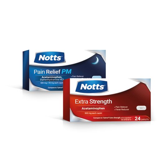 NOTTS® PACK: Extra Strength 24 Tablets (1 box) + NOTTS® Pain Relief PM 24 caplets (1 box)